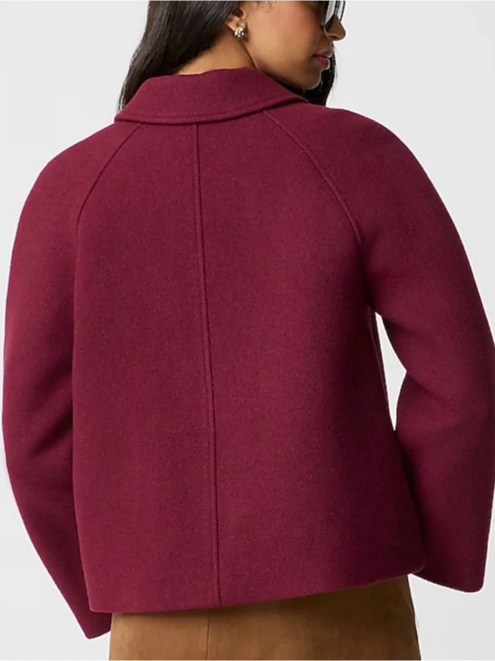 J. Crew Women's Wool-Blend Button Front Swing Jacket in Burgundy